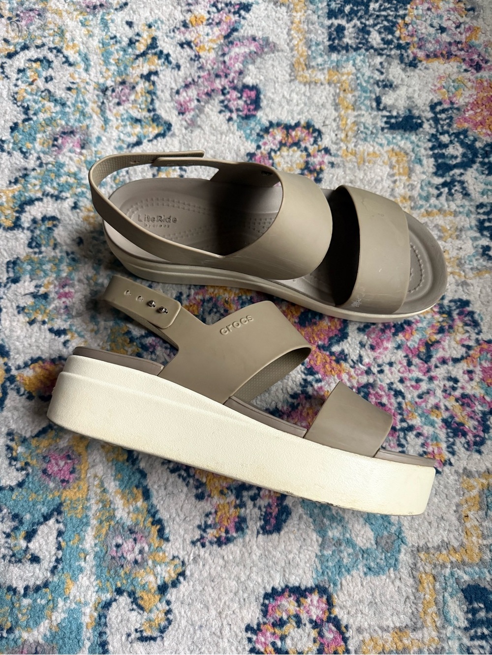 Crocs Women’s Literide Platform Sandal in Beige and Cream - Picture 2 of 5